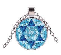 Joyería judía Estrella de David Colgante Collar Escudo Magen Hexagrama Religión Símbolo Talismán Cristal Cabujón Hombres Mujeres Cadena Regalo, 1