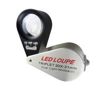 Joyería Lupa con Luz 20x Aumento, Plegable Lupa con LED y UV Luz, Relojería Lupa para Diamantes, Joyeros, Monedas, Sellos 21mm