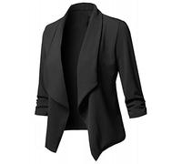 Joyería para bebés Casual abierto sólido mujeres largo frente Slemit Coat Cardigan Chaqueta Abrigo de mujer Abrigo de capa de las señoras, Negro , 4XL