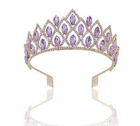Joyería para el cabello Corona Tiaras para mujer Color plateado Moda Púrpura Lila Cristal Rhinestone Tiara Coronas Reina Reyes Princesa Boda Accesorios para el cabello Diademas nupciales, 1305