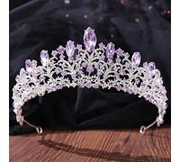 Joyería para el cabello Corona Tiaras para mujer Color plateado Moda Púrpura Lila Cristal Rhinestone Tiara Coronas Reina Reyes Princesa Boda Accesorios para el cabello Diademas nupciales, 1305