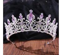 Joyería para el cabello Corona Tiaras para mujer Color plateado Moda Púrpura Lila Cristal Rhinestone Tiara Coronas Reina Reyes Princesa Boda Accesorios para el cabello Diademas nupciales, 1305