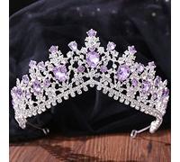 Joyería para el cabello Corona Tiaras para mujer Color plateado Moda Púrpura Lila Cristal Rhinestone Tiara Coronas Reina Reyes Princesa Boda Accesorios para el cabello Diademas nupciales, 1305
