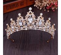 Joyería para el cabello Tiaras de corona para mujer Coronas de princesa doradas vintage Diadema de cristal 2020 para accesorios para el cabello nupcial Tiaras de novia Diademas (oro blanco)
