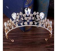 Joyería para el cabello Tiaras de corona para mujer Magnífico azul rojo Rhinestone Corona nupcial Tiaras Moda Diadema dorada para mujeres Accesorios para el cabello de boda Joyería (verde claro)