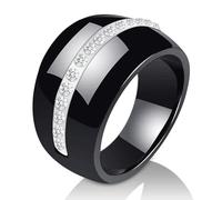 Joyería romántica de lujo de anillo de cerámica blanco negro claro para accesorios de mujer anillo de joyería de moda con cristal brillante