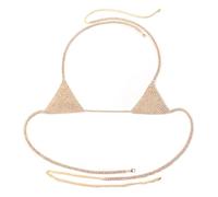 Joyería sexy de cadena para el cuerpo, arnés de bikini con diamantes de imitación, collar minimalista en capas para mujer, elegante joyería corporal de fiesta Y2K, talla única, Gema, Ametrino