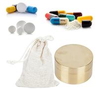 Joyero Antiguo, Pastillero Pequeño con Bolsa de Tela, Caja Decorativa Pequeña Hecha a Mano de Latón para Joyería de Hojas de té (Grande)