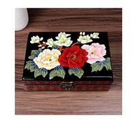 Joyero Caja de almacenamiento de joyería de madera retro vintage con espejo Caja de joyería tradicional china pintada a mano Caja del tesoro Organizador de joyas Caja de almacenamiento de recuerdos Ca