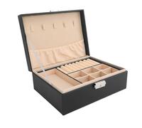 Joyero, Caja Fuerte Suave de Gran Capacidad, Exquisita Caja de Almacenamiento de Joyas de 2 Capas con Cerradura y Llave para Armario de Dormitorio (Negro)