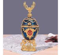 Joyero Chapado en Oro Esmalte Pintado Diamantes Brillantes Fabergé Huevo Joyas Caja de baratijas Metal Vintage Artesanía Decoración para el hogar Adornos