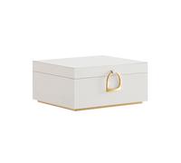 SONGMICS Joyero 2 Capas, Joyero con Asa, Bandeja Flexible para Joyas, Caja para Joyas, Efecto Flotante, 20,5 x 24 x 11 cm, Idea Regalo, Blanco JBC165W01