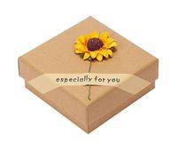 Joyero con diseño de girasol, caja pequeña de papel kraft para anillos, colgantes, aretes, collares, ideal para Navidad, vacaciones, aniversario, boda, cumpleaños, joyas, bandejas de cajón (C, talla