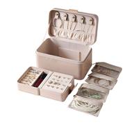 Joyero con diseño de múltiples compartimentos, resistente, de piel sintética, portátil, para organizar accesorios de mujer, organizador de joyas con múltiples compartimentos