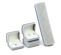 Joyero curvo de terciopelo, 4 piezas, organizador verde y gris for anillos, colgantes, pendientes y pulseras. Embalaje para regalo(Grey)