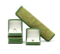 Joyero curvo de terciopelo, 4 piezas, organizador verde y gris for anillos, colgantes, pendientes y pulseras. Embalaje para regalo(Groen)
