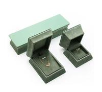 Joyero de cintura delgada, organizador de cuero sintético verde y terciopelo, 3 o 5 piezas, de terciopelo verde, for jadeíta. Embalaje para regalo(3 pcs set)