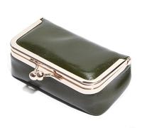 Joyero de cuero vintage con cierre de beso, almacenamiento de viaje compacto para anillos y pendientes, estuche elegante como regalo para mujer (verde)