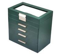 Joyero de gran capacidad con múltiples capas PU y ventana for guardar pendientes, anillos, collares pulseras Para Mujer(Green)