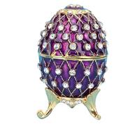 Joyero de Huevo de Pascua Fabergé Esmaltado, Joyero Vintage RU Ed, Edición Limitada Coleccionable, Decoración única para el Hogar