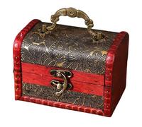 Joyero de madera antigua con cierre para almacenamiento decorativo y joyero protector de objetos de valor