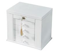 Joyero De Madera con Cerradura De Múltiples Capas De Gran Capacidad Almacenamiento Multifunción De Una Llave con Cerradura Completa Regalo para Damas (Color : Blanco, Size : 30.5x21x27.5cm)