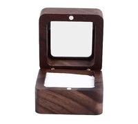 Joyero de Madera con Doble Anillo, Elegante Tapa Transparente, Propuesta de Boda para Aniversario de Parejas, Material de Madera