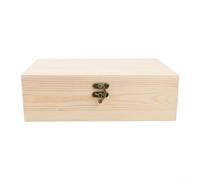 Joyero de madera de pino con cierre de bloqueo, baúl de almacenamiento de madera pintable para manualidades, soporte para baratijas de escritorio y organizador de herramientas pequeño, estuche de