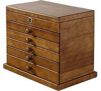 Joyero de madera extra grande, organizador de joyas para mujer, organizador de 6 capas, perfecto para almacenar y proteger objetos de valor, caja de joyería con cajón de espejo, 31,5 x 20 x 24,5 cm