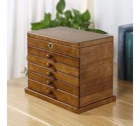 Joyero de madera extragrande con espejo y cerradura, organizador de 6 capas para mujer, perfecto para almacenar y proteger objetos de valor