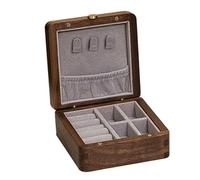 Joyero de madera maciza, vitrina de nogal for pulseras con herrajes de latón y forro de terciopelo for pequeñas colecciones. Embalaje para regalo(Gray 1,11x11x5cm)