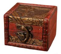 Joyero de madera rústico pequeño organizador de almacenamiento con patrón en relieve de cuero encerado bisagras de aleación de madera de abeto para accesorios cosméticos 8x6.5x6 cm rojo (B)