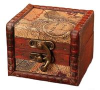 Joyero de madera rústico pequeño organizador de almacenamiento con patrón en relieve de cuero encerado bisagras de aleación de madera de abeto para accesorios cosméticos 8x6.5x6 cm Rojo (C)