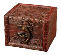 Joyero de madera rústico pequeño organizador de almacenamiento con patrón en relieve de cuero encerado bisagras de aleación de madera de abeto para accesorios cosméticos 8 x 6,5 x 6 cm, rojo (A)