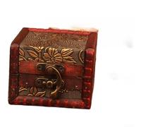 Joyero de madera rústico pequeño organizador de almacenamiento con patrón en relieve de cuero encerado bisagras de aleación de madera de abeto para accesorios cosméticos 8 x 6,5 x 6 cm rojo (F)