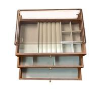 Joyero de madera - Soporte para relojes multicapa de madera | Organizador para almacenamiento de joyas, para madre, novia, niña, hogar, manualidades, armario, tocador, sala de maquillaje