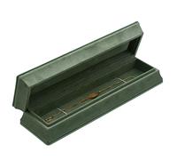 Joyero de piel sintética, organizador con forro de terciopelo y diseño estrecho for collares, pulseras y expositores. Embalaje para regalo(Groen,24.3 * 7.3 * 4.5cm)