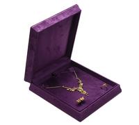 Joyero de piel sintética, organizador con forro de terciopelo y diseño estrecho for collares, pulseras y expositores. Embalaje para regalo(Lila,24.3 * 20.3 * 5.2cm)