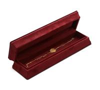 Joyero de piel sintética, organizador con forro de terciopelo y diseño estrecho for collares, pulseras y expositores. Embalaje para regalo(Rot,24.3 * 7.3 * 4.5cm)