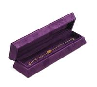 Joyero de piel sintética, organizador con forro de terciopelo y diseño estrecho for collares, pulseras y expositores. Embalaje para regalo(Lila,24.3 * 7.3 * 4.5cm)