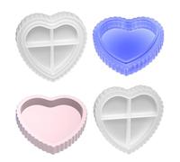 Joyero de silicona con forma de corazón, 2 unidades, diseño de rayas, regalo de San Valentín, diseño a rayas, forma de caja de corazón, forma de San Valentín para guardar joyas