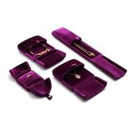Joyero de terciopelo con doble apertura, color morado, for anillos de pareja, colgantes, collares y pulseras, elegante. Embalaje para regalo