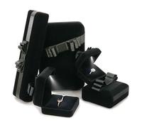 Joyero de terciopelo de seda negra, organizador de 5 piezas con diseño de rejilla for anillos de compromiso y collares. Embalaje para regalo