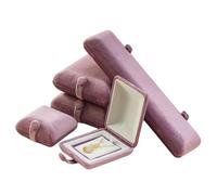 Joyero de terciopelo morado, 5 piezas, organizador con tapa abatible y diseño de concha for collares de perlas, anillos y pendientes. Embalaje para regalo