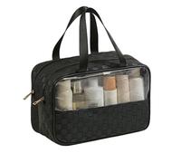Joyero de Viaje con Compartimentos, Bolsa de Cosméticos, Diseño Doble Capa, Separación para Ropa Húmeda y Seca, Lista para Usar en Cualquier Momento, Haciendo la Vida Más Cómoda(Black)