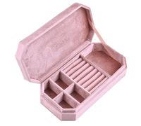 Joyero de viaje de terciopelo, organizador vintage portátil con divisor extraíble for pulseras, anillos y collares, estuche compacto. Embalaje para regalo(Rose)