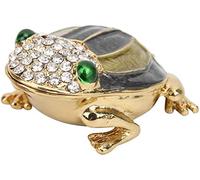 Joyero Decorativo con Figura de Rana, Organizador Esmaltado con Incrustaciones de Diamantes para Anillos, Collares y Pendientes