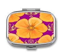 Joyero Flor Amarilla Caja De Pastillas 2 Compartimentos Con Espejo, Caja De Almacenamiento De Metal Cuadrada Portátil A De Humedad, Regalo Único