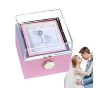 Joyero Giratorio Con Rosas Para El Día De San Valentín - De Regalo Creativa De 8x8x8cm | Embalaje De Almacenamiento De Collares Y Anillos Para Regalos Románticos, Perfecto Para Guardar Sus Objeto