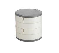 Joyero giratorio de varias capas color blanco, elegante organizador de aretes con soporte para collares, a prueba de polvo y compacto, perfecto para colecciones delicadas BLC47-03